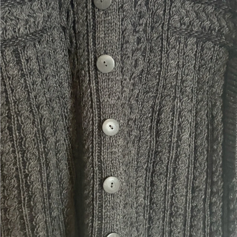 Aran Crafts Black Cable Knit Cardigan Coat - Picture 4 of 11
